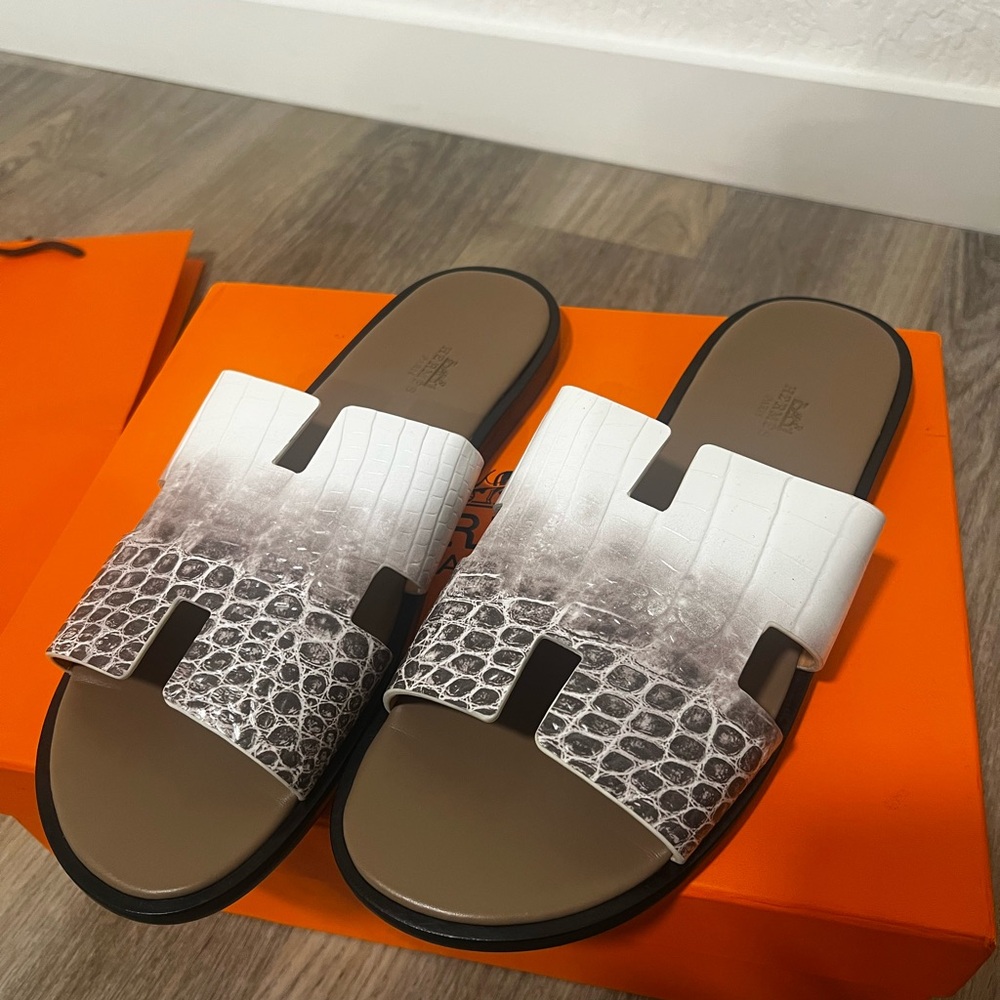 Hermes Men Himalaya Sandals - White and Brown